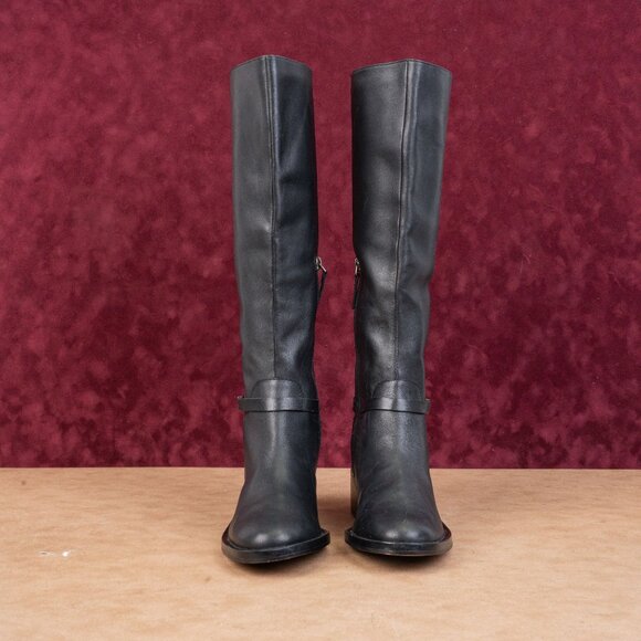 Linea Paolo Women Kamile Black Leather Buckle Knee Riding Fashion Boots sz 9 - Picture 2 of 10